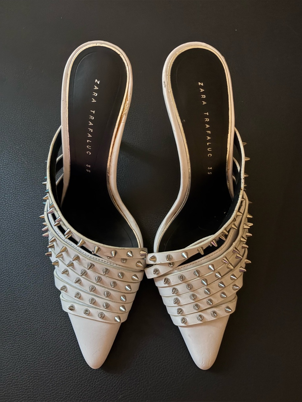 Zara Trafaluc Spike Stud Slip on Heels, Unique!